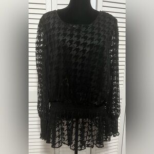 Ashley Stewart Black Mesh Blouse Sz 22/24